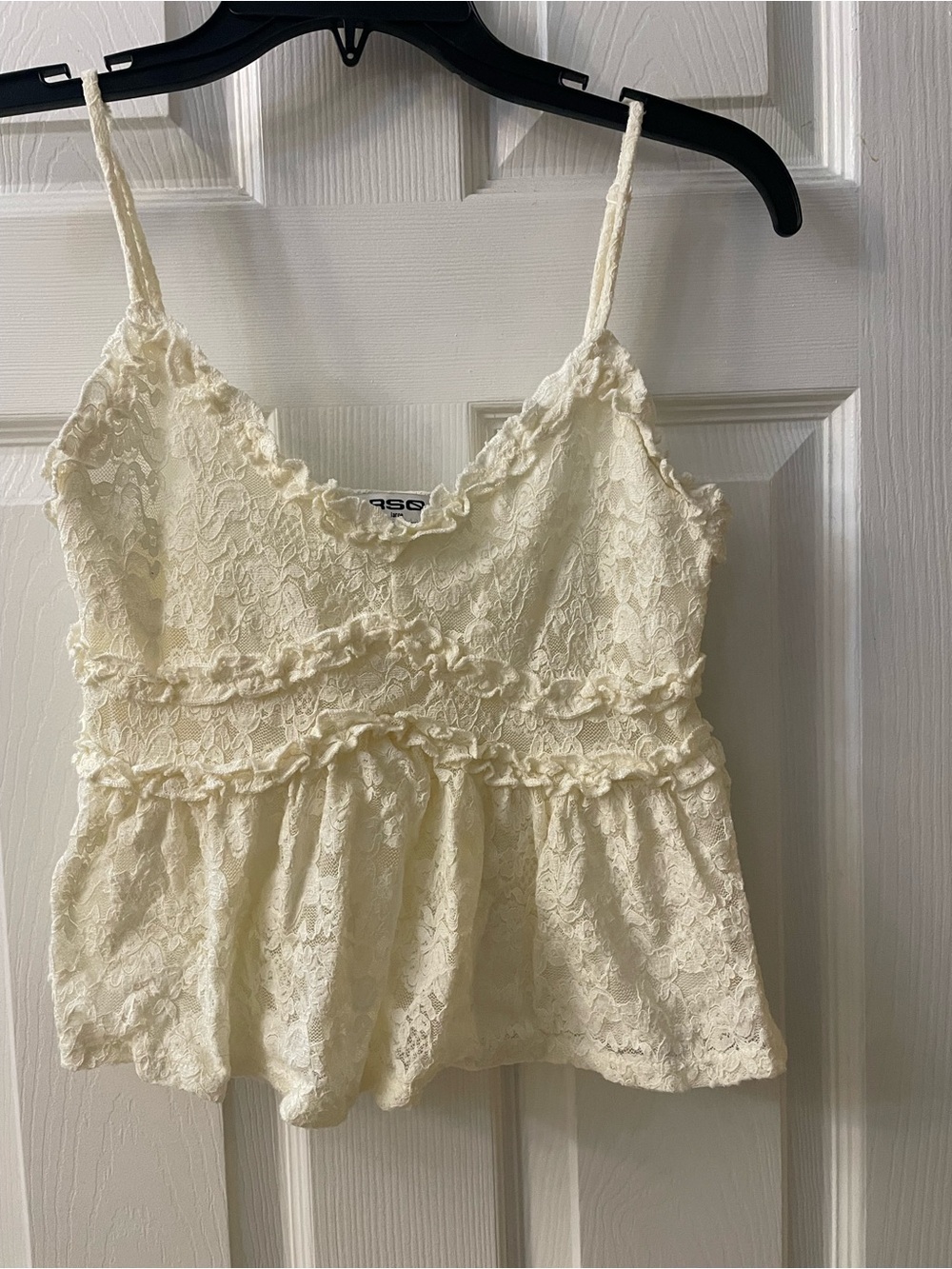RSQ Cream Lace Peplum Cami Top